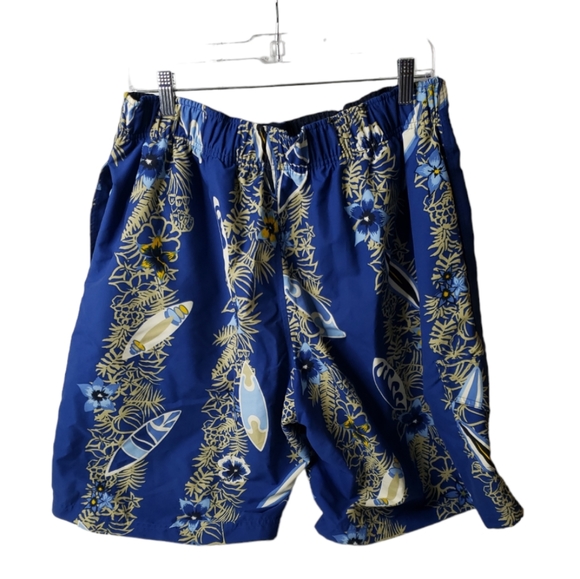 First Wave Hawaiian Print Retro Tropical Board Shorts Vacation Cruise Tropical L - Picture 6 of 14